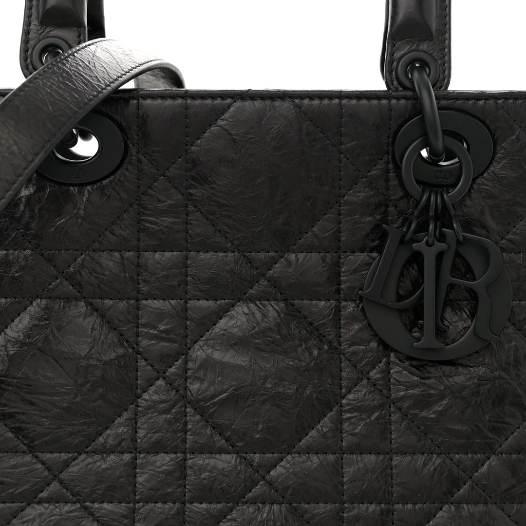 DIOR ULTRA MATTE LADY D-SIRE MACROCANNAGE CRINKLED CALFSKIN LARGE TOTE
