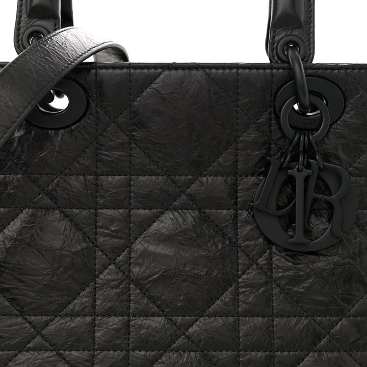 DIOR ULTRA MATTE LADY D-SIRE MACROCANNAGE CRINKLED CALFSKIN LARGE TOTE