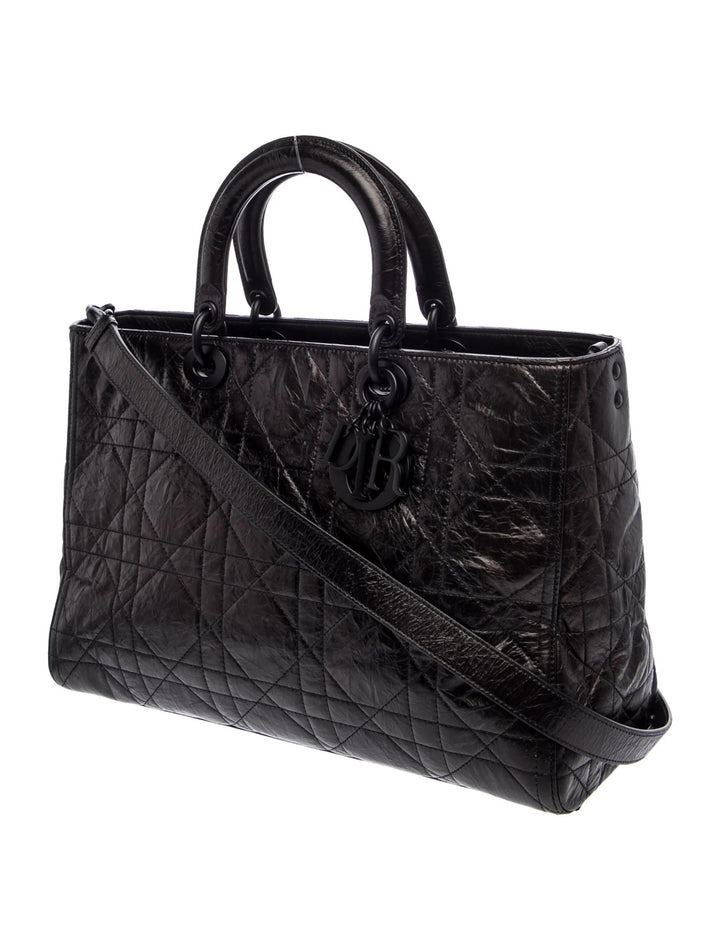 DIOR ULTRA MATTE LADY D-SIRE MACROCANNAGE CRINKLED CALFSKIN LARGE TOTE