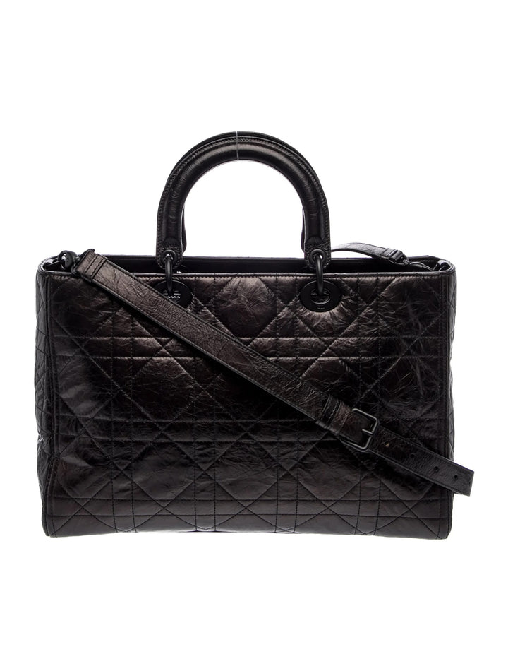DIOR ULTRA MATTE LADY D-SIRE MACROCANNAGE CRINKLED CALFSKIN LARGE TOTE
