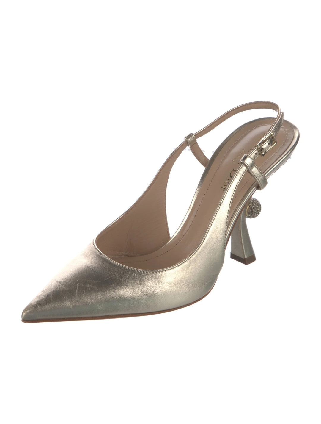 CHRISTIAN DIOR TRIBALES METALLIC LEATHER SLINGBACK PUMPS