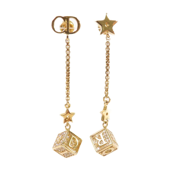 CHRISTIAN DIOR LUCKY DICE CRYSTAL-EMBEDDED DANGLE EARRINGS
