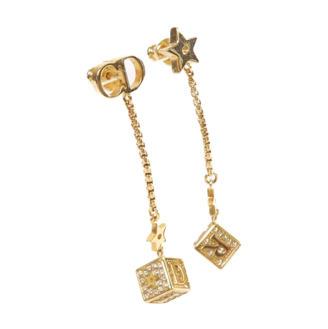 CHRISTIAN DIOR LUCKY DICE CRYSTAL-EMBEDDED DANGLE EARRINGS
