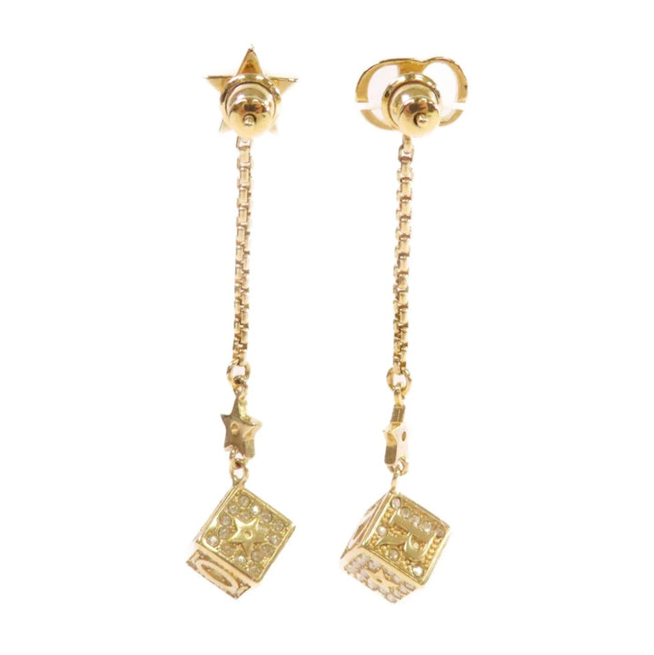 CHRISTIAN DIOR LUCKY DICE CRYSTAL-EMBEDDED DANGLE EARRINGS