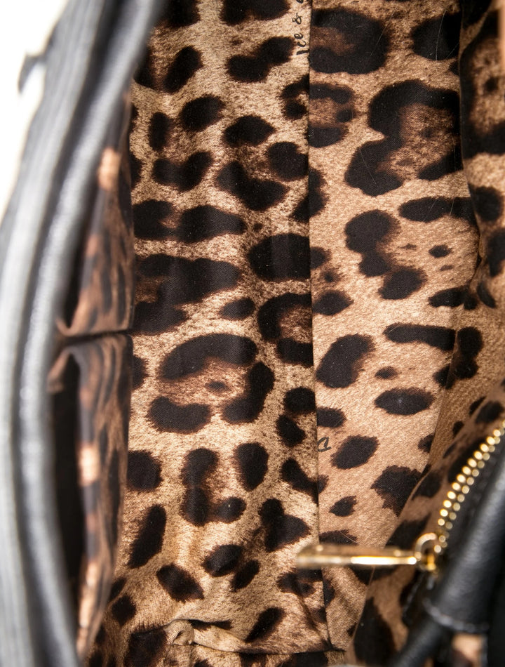 DOLCE &amp; GABBANA CROCHET RAFFIA LEATHER TRIMMED PADLOCK FLAP BAG