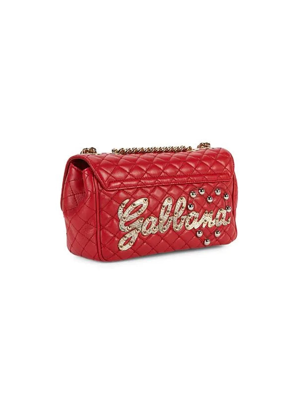 DOLCE &amp; GABBANA STUDDED QUILTED LEATHER SHOULDER BAG