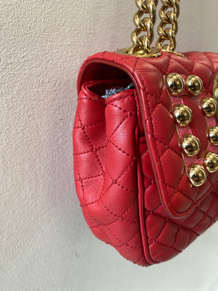 DOLCE &amp; GABBANA STUDDED QUILTED LEATHER SHOULDER BAG