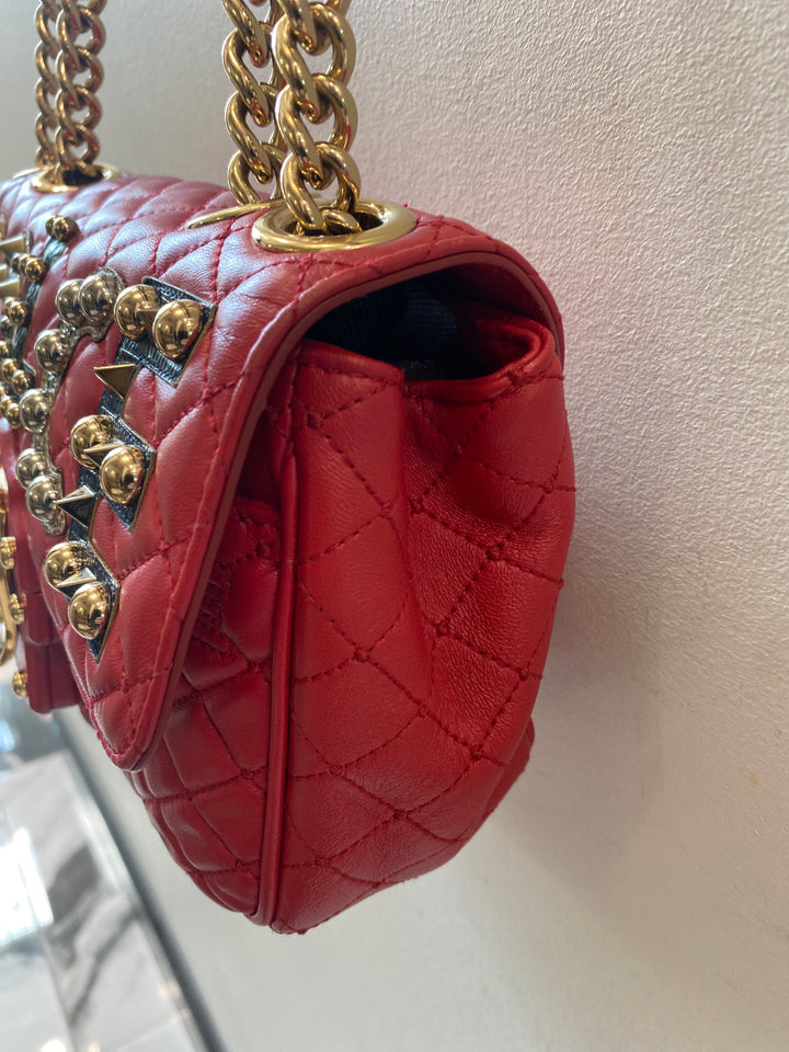 DOLCE &amp; GABBANA STUDDED QUILTED LEATHER SHOULDER BAG