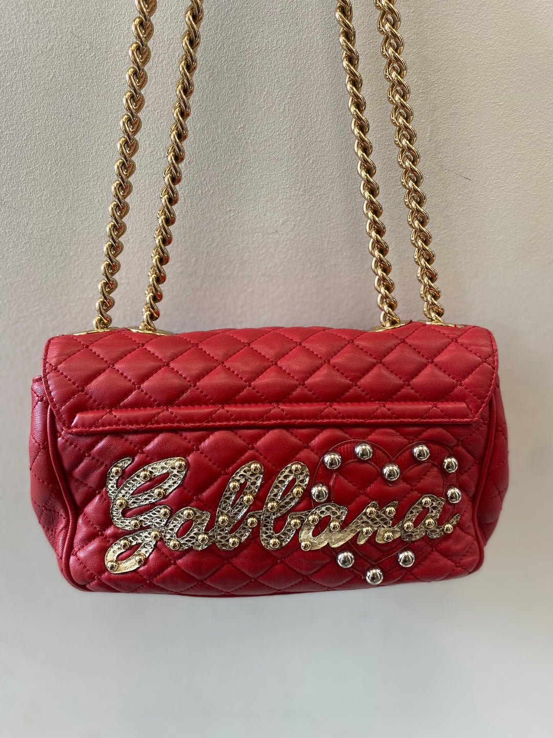 DOLCE &amp; GABBANA STUDDED QUILTED LEATHER SHOULDER BAG
