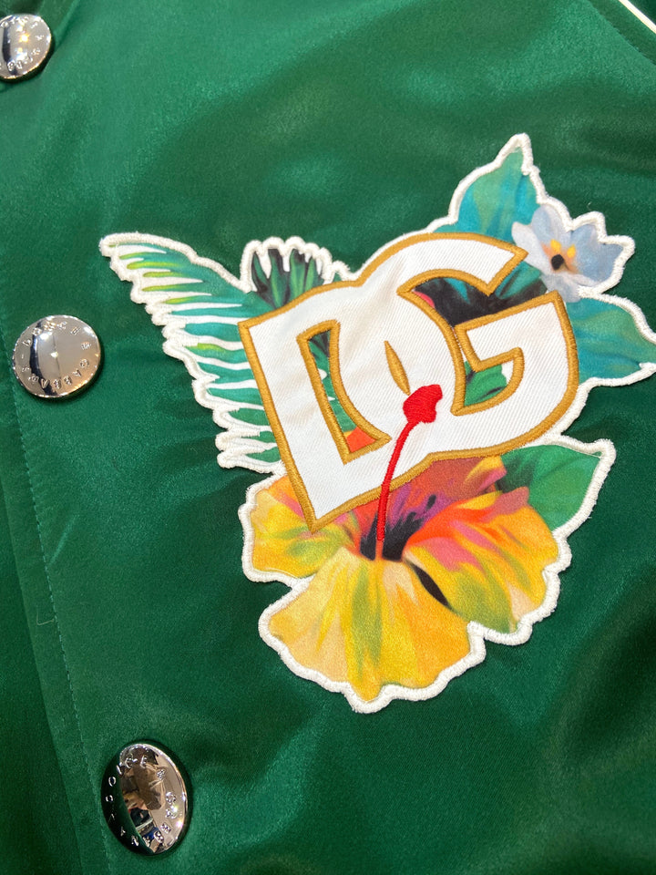 DOLCE &amp; GABBANA DG FLOWER SATIN VARSITY JACKET