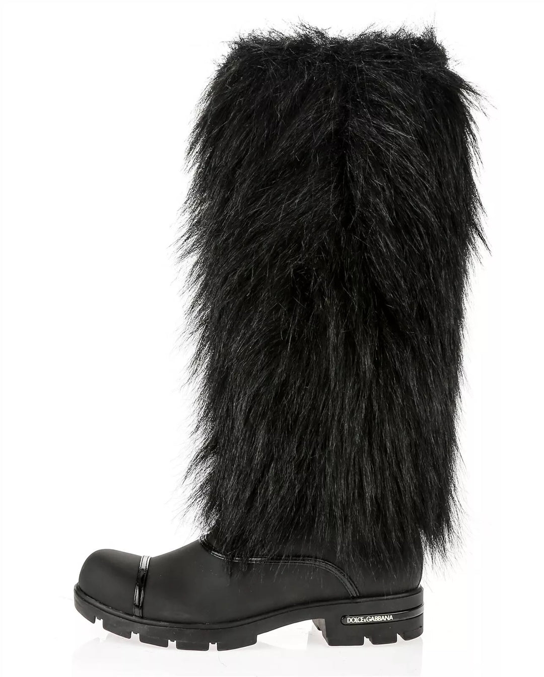 DOLCE &amp; GABBANA RUBBER FUR CALF TRIM BOOTS