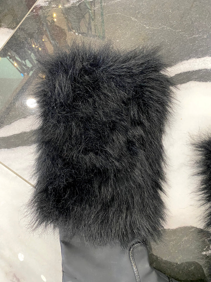 DOLCE &amp; GABBANA RUBBER FUR CALF TRIM BOOTS
