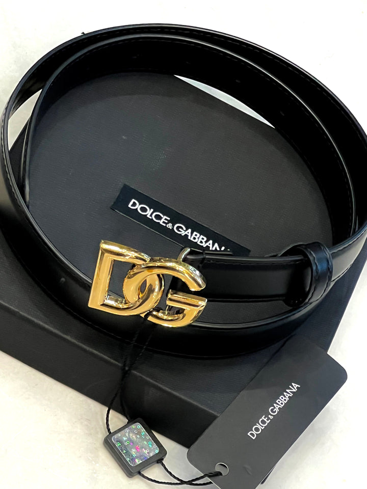 DOLCE &amp; GABBANA DG LOGO LEATHER BELT