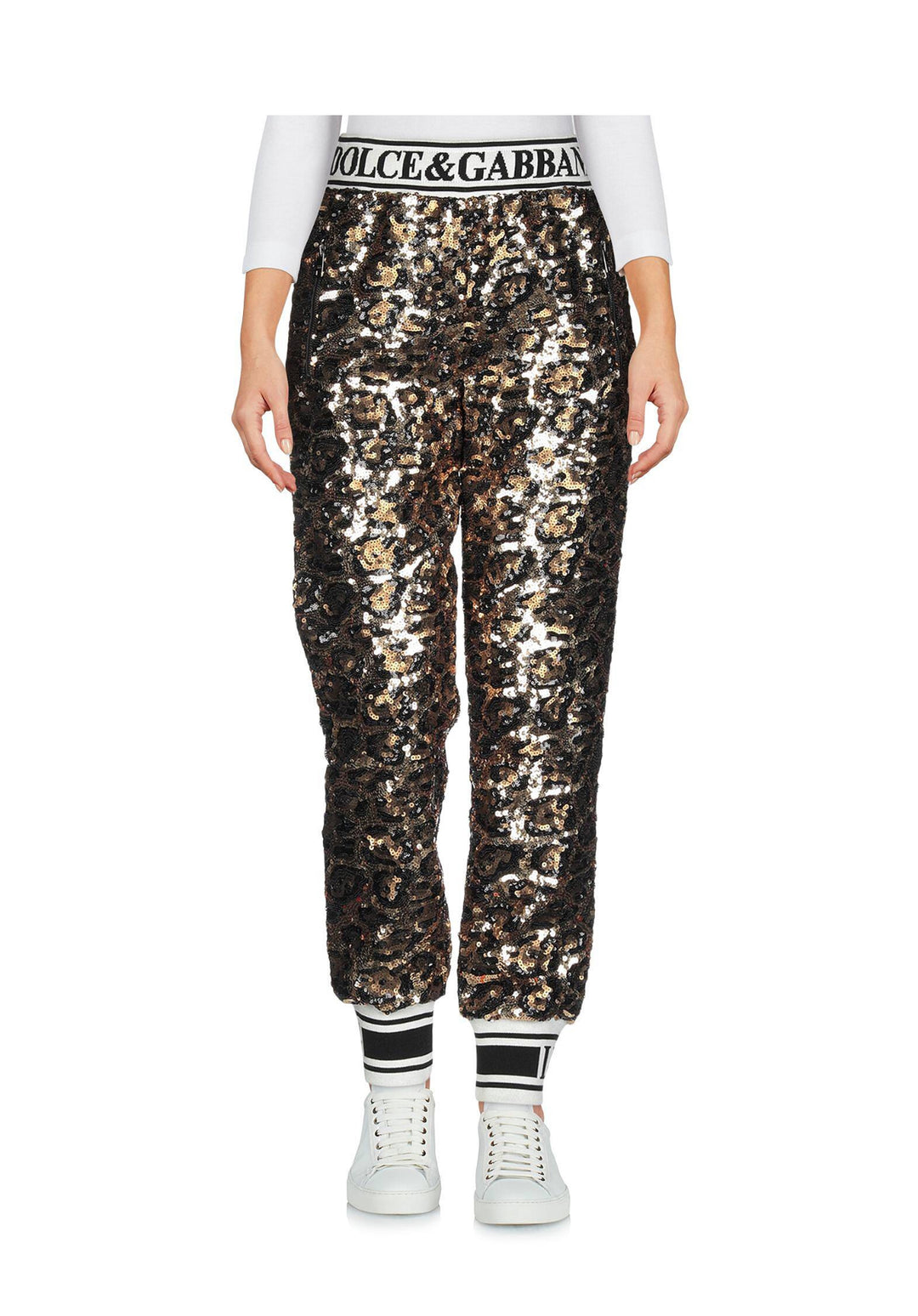 DOLCE &amp; GABBANA GOLD SEQUINED TRACK TROUSERS
