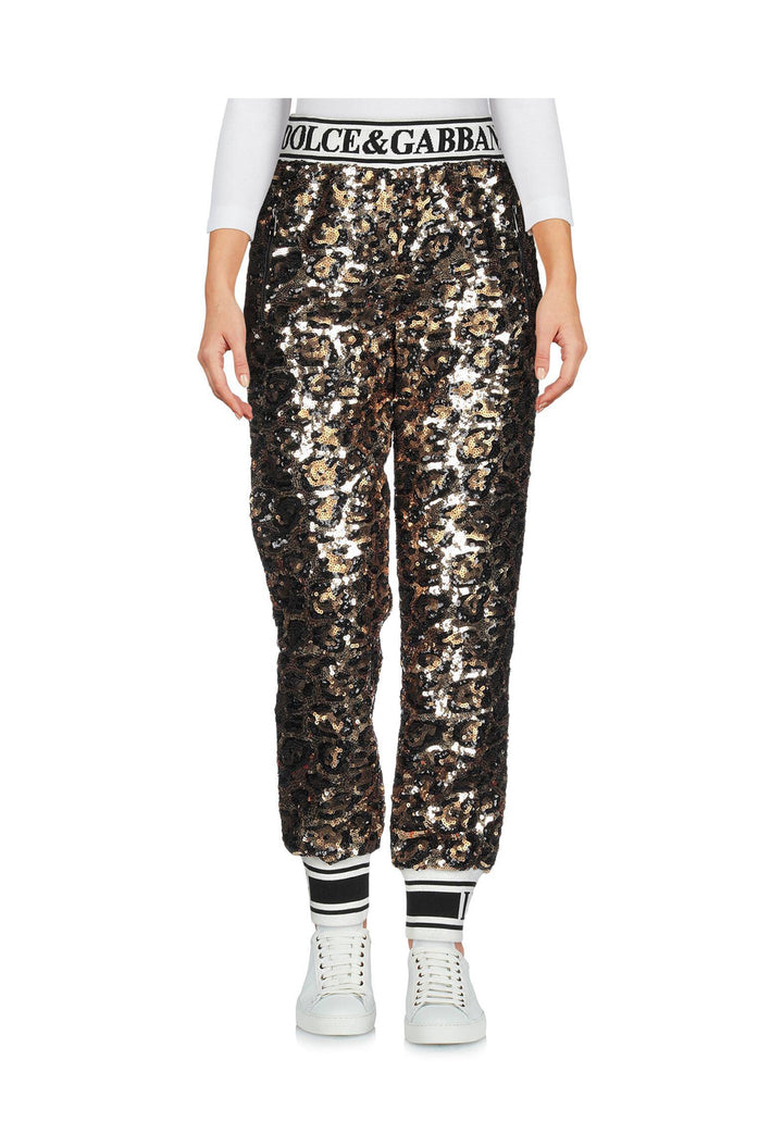 DOLCE &amp; GABBANA GOLD SEQUINED TRACK TROUSERS