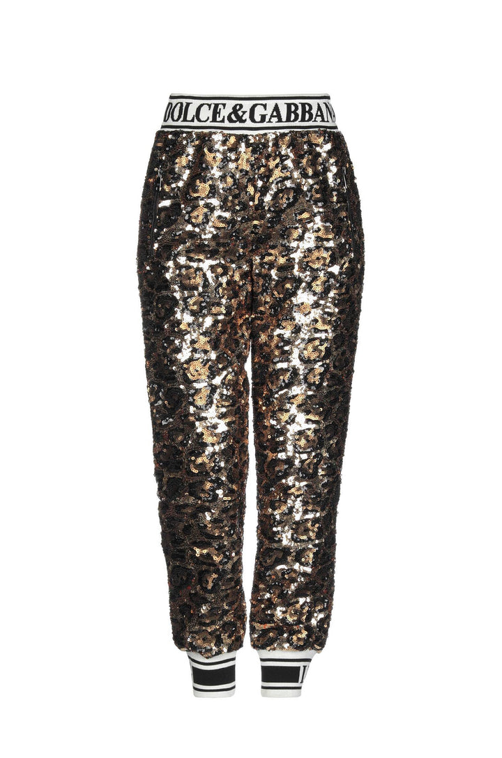 DOLCE &amp; GABBANA GOLD SEQUINED TRACK TROUSERS