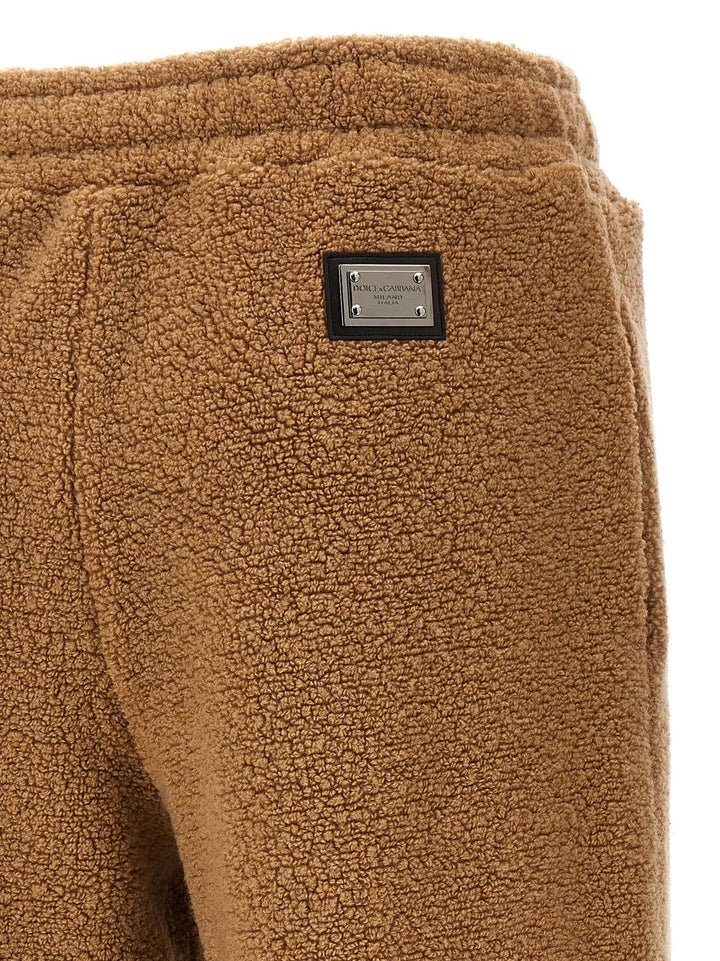 DOLCE &amp; GABBANA LOGO PLAQUE TEDDY PANTS