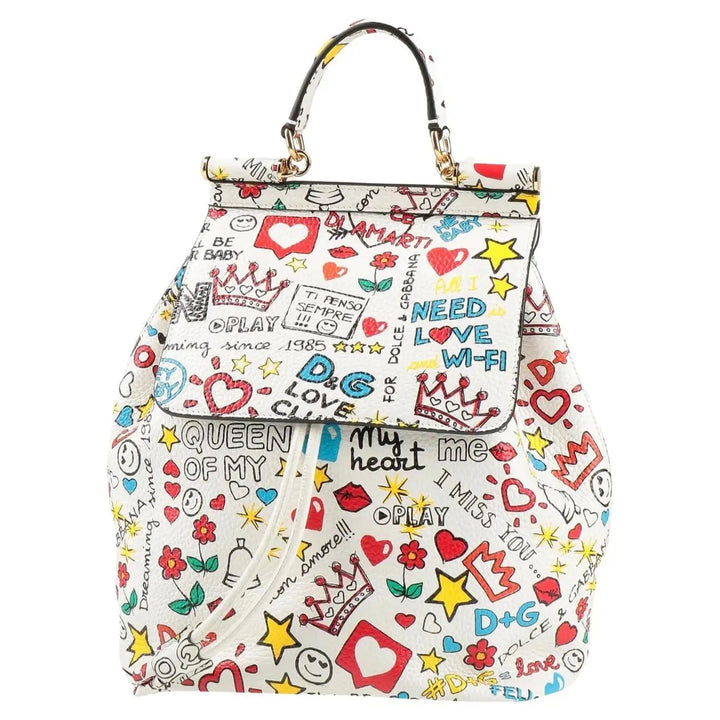 DOLCE &amp; GABBANA SICILY DG LOVE TRAVEL LEATHER BACKPACK