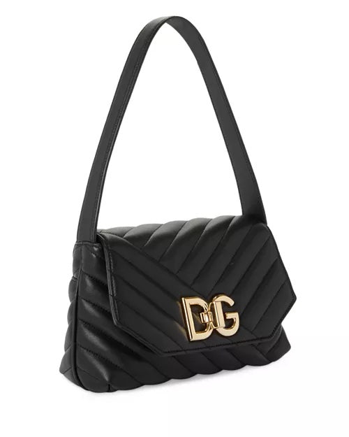 DOLCE &amp; GABBANA QUILTED LAMBSKIN LEATHER SHOULDER BAG