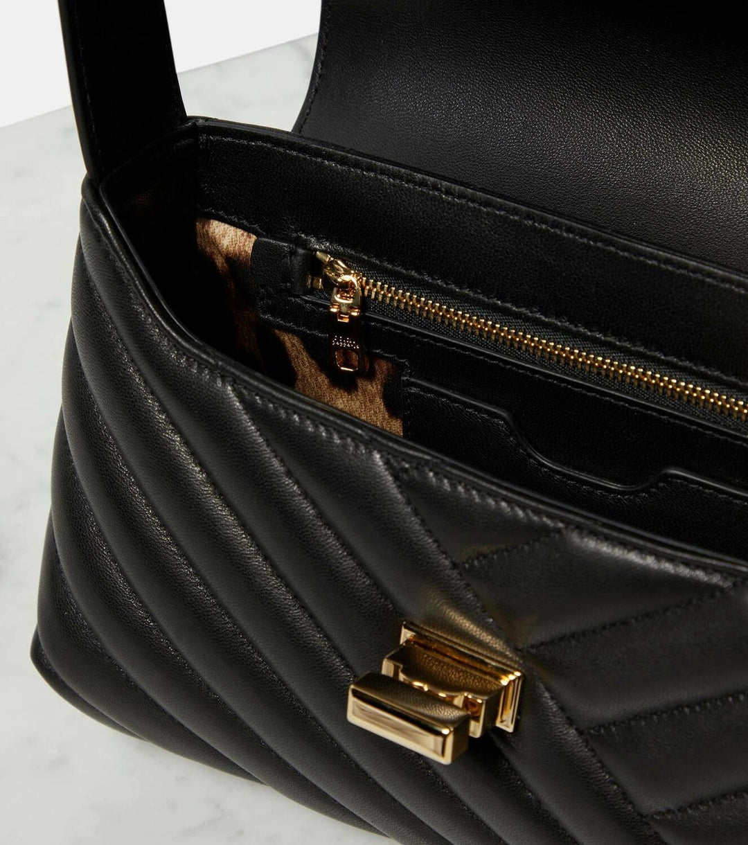 DOLCE &amp; GABBANA QUILTED LAMBSKIN LEATHER SHOULDER BAG
