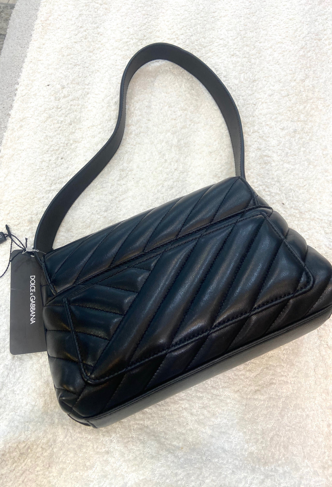 DOLCE &amp; GABBANA QUILTED LAMBSKIN LEATHER SHOULDER BAG