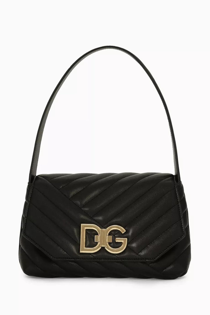 DOLCE &amp; GABBANA QUILTED LAMBSKIN LEATHER SHOULDER BAG