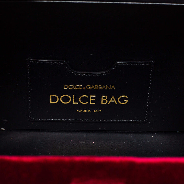 DOLCE &amp; GABBANA VELVET LIZARD EMBOSSED LEATHER EMBELLISHED BOX BAG