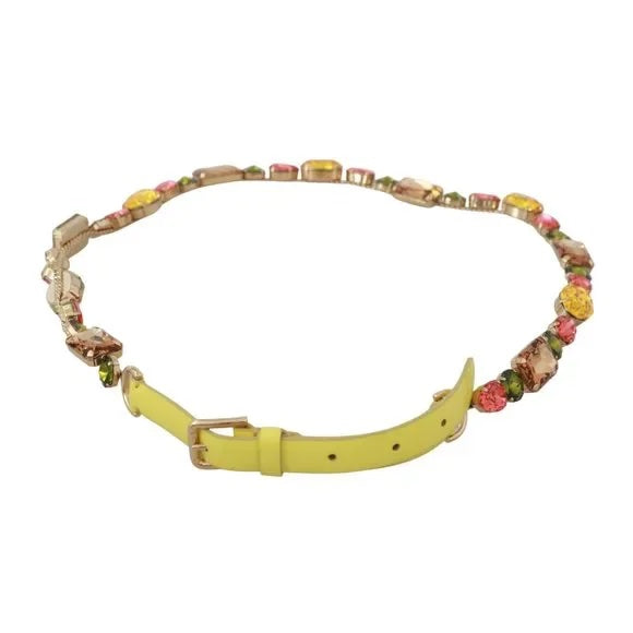 DOLCE &amp; GABBANA YELLOW GOLD MULTICOLOR CRYSTALS WAIST BELT