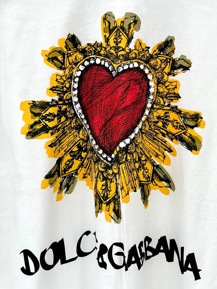DOLCE &amp;amp; GABBANA HEART CREST PRINT T-SHIRT