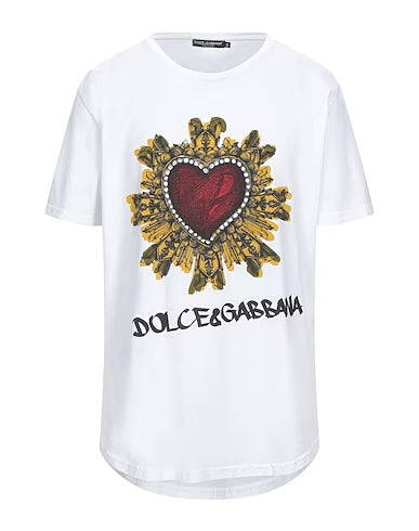 DOLCE &amp;amp; GABBANA HEART CREST PRINT T-SHIRT