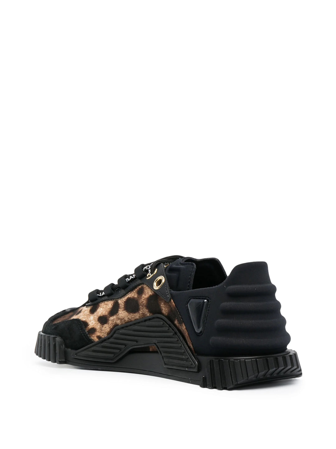 DOLCE &amp; GABBANA BLACK LEOPARD NS1 LOW-TOP SNEAKERS