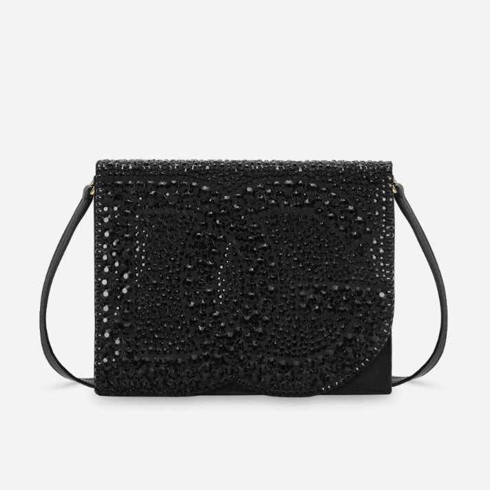 DOLCE &amp; GABBANA DG LOGO EMBELLISHED CALFSKIN LEATHER CROSSBODY BAG
