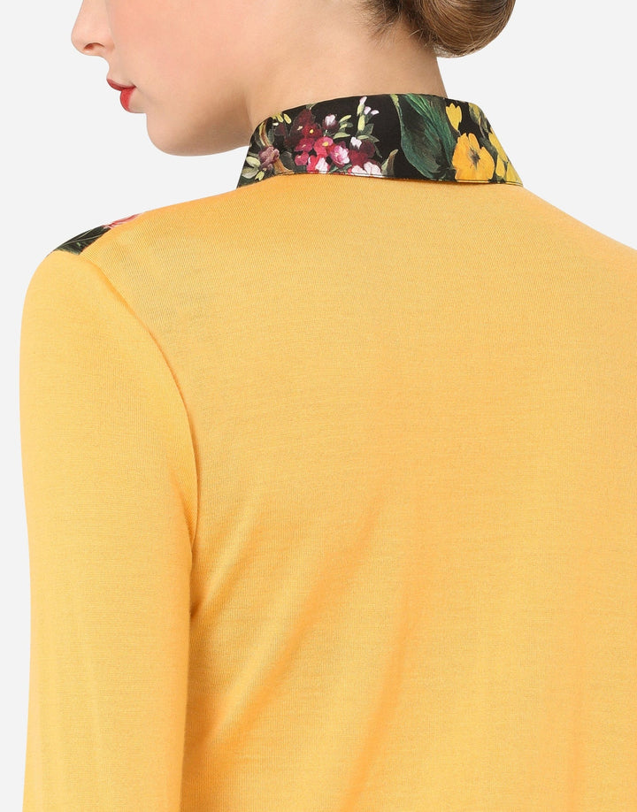 DOLCE &amp; GABBANA MULTICOLOR PATCHWORK SILK CASHMERE HENLEY SWEATER
