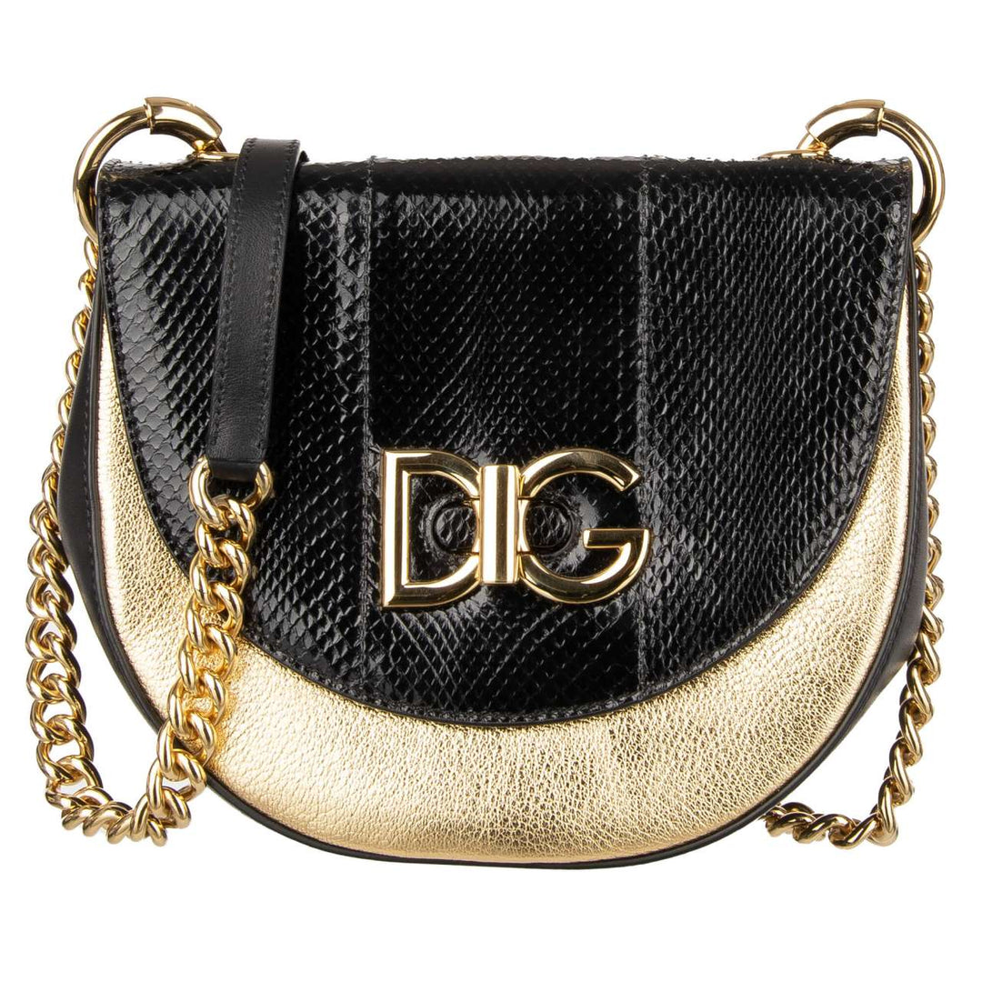 DOLCE &amp; GABBANA DG INITIALS PYTHON &amp; CALFSKIN LEATHER WIFI CROSSBODY BAG
