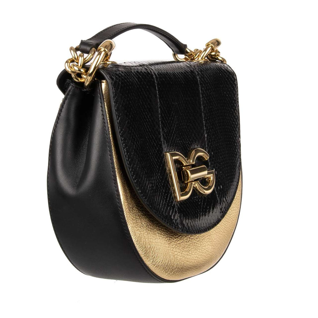 DOLCE &amp; GABBANA DG INITIALS PYTHON &amp; CALFSKIN LEATHER WIFI CROSSBODY BAG