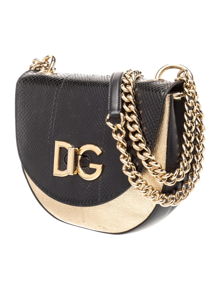 DOLCE &amp; GABBANA DG INITIALS PYTHON &amp; CALFSKIN LEATHER WIFI CROSSBODY BAG