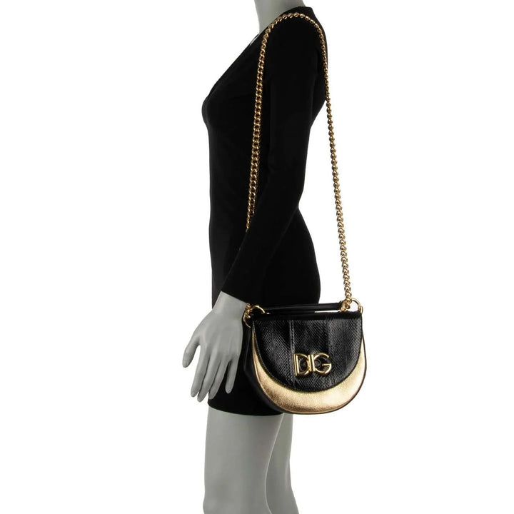 DOLCE &amp; GABBANA DG INITIALS PYTHON &amp; CALFSKIN LEATHER WIFI CROSSBODY BAG