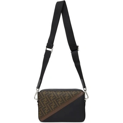 FENDI ZUCCA COATED CANVAS &amp; LEATHER CAMERA BAG