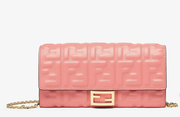 財布・小物その他 FENDI Pink Nappa Leather Baguette Wallet バゲット チェーン付き 長財布 レザー ピンク | Fendi