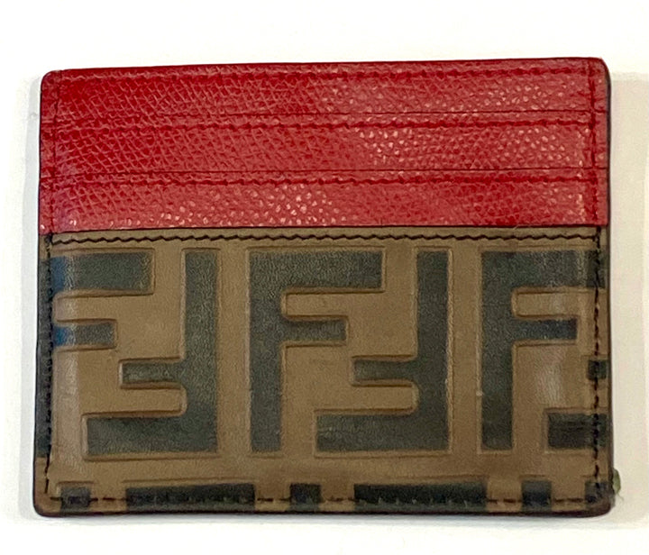 FENDI FF 1974 BI-COLOR EMOSSED ZUCCA CARD CASE