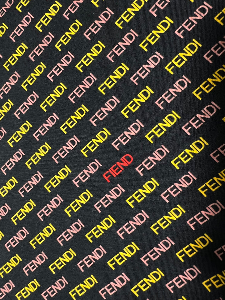 FENDI MULTICOLOR ALL-OVER LOGO CREWNECK TOP