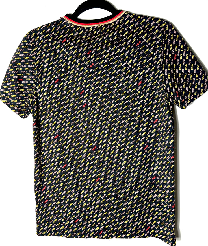 FENDI MULTICOLOR ALL-OVER LOGO CREWNECK TOP