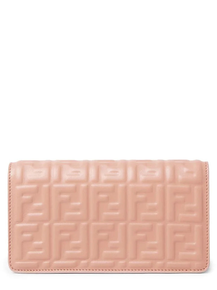 FENDI FF BAGUETTE CALFSKIN LEATHER WALLET ON CHAIN