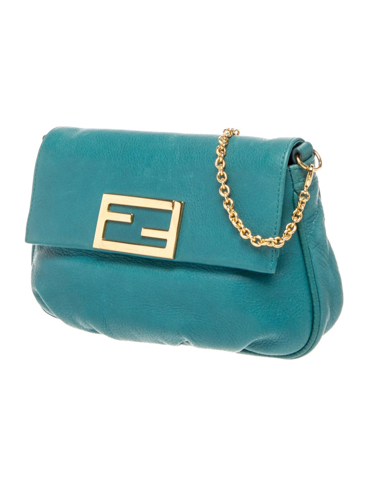 FENDI FF LOGO BUCKLE FENDISTA CALFSKIN LEATHER CROSSBODY BAG