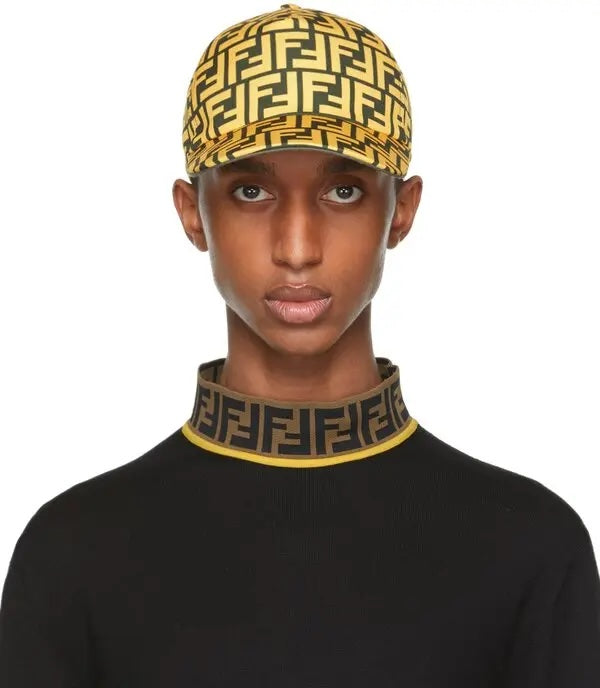 FENDI FF PRINT CANVAS BASEBALL CAP