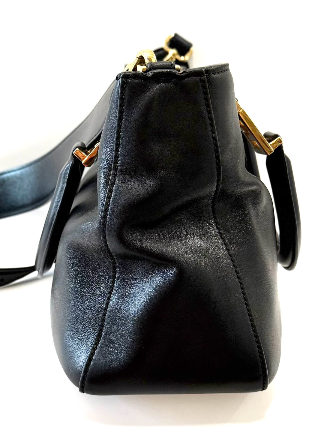 FENDI FF VITELLO GLACIER CALFSKIN LEATHER SMALL SATCHEL BAG