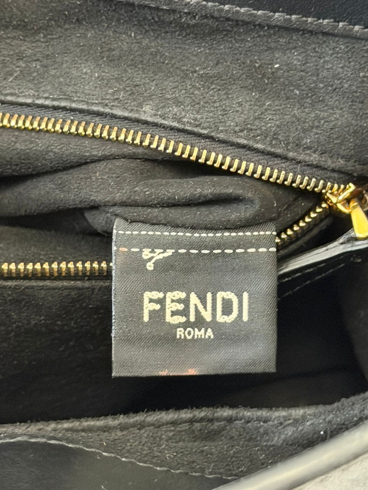FENDI FF VITELLO GLACIER CALFSKIN LEATHER SMALL SATCHEL BAG