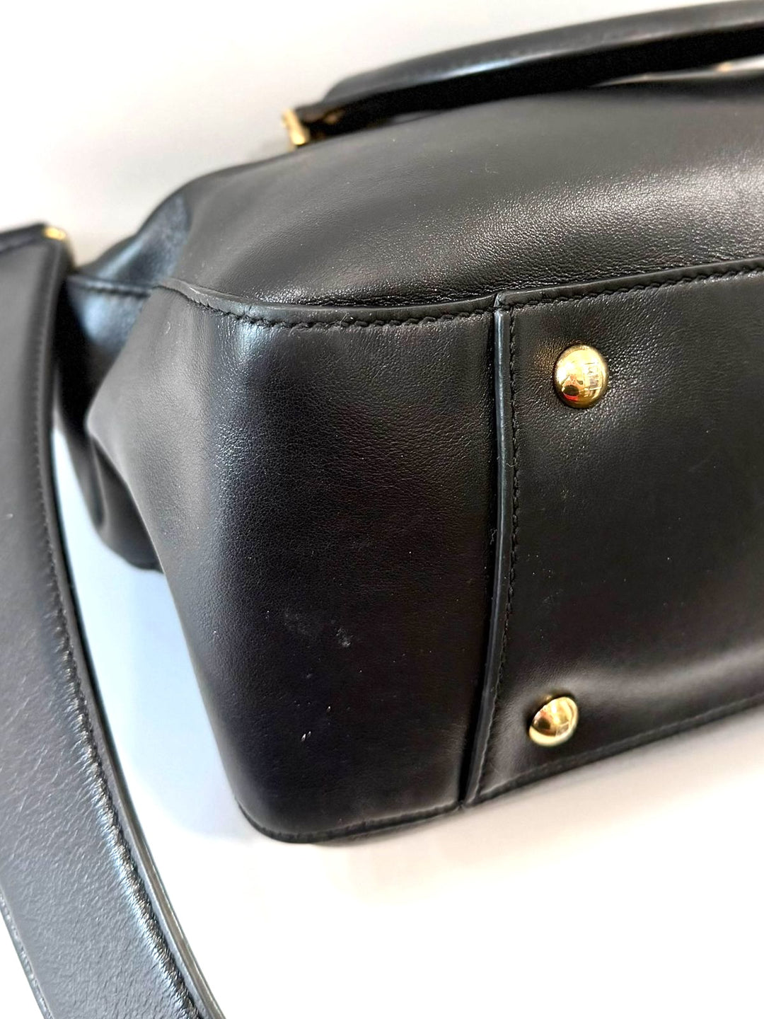 FENDI FF VITELLO GLACIER CALFSKIN LEATHER SMALL SATCHEL BAG