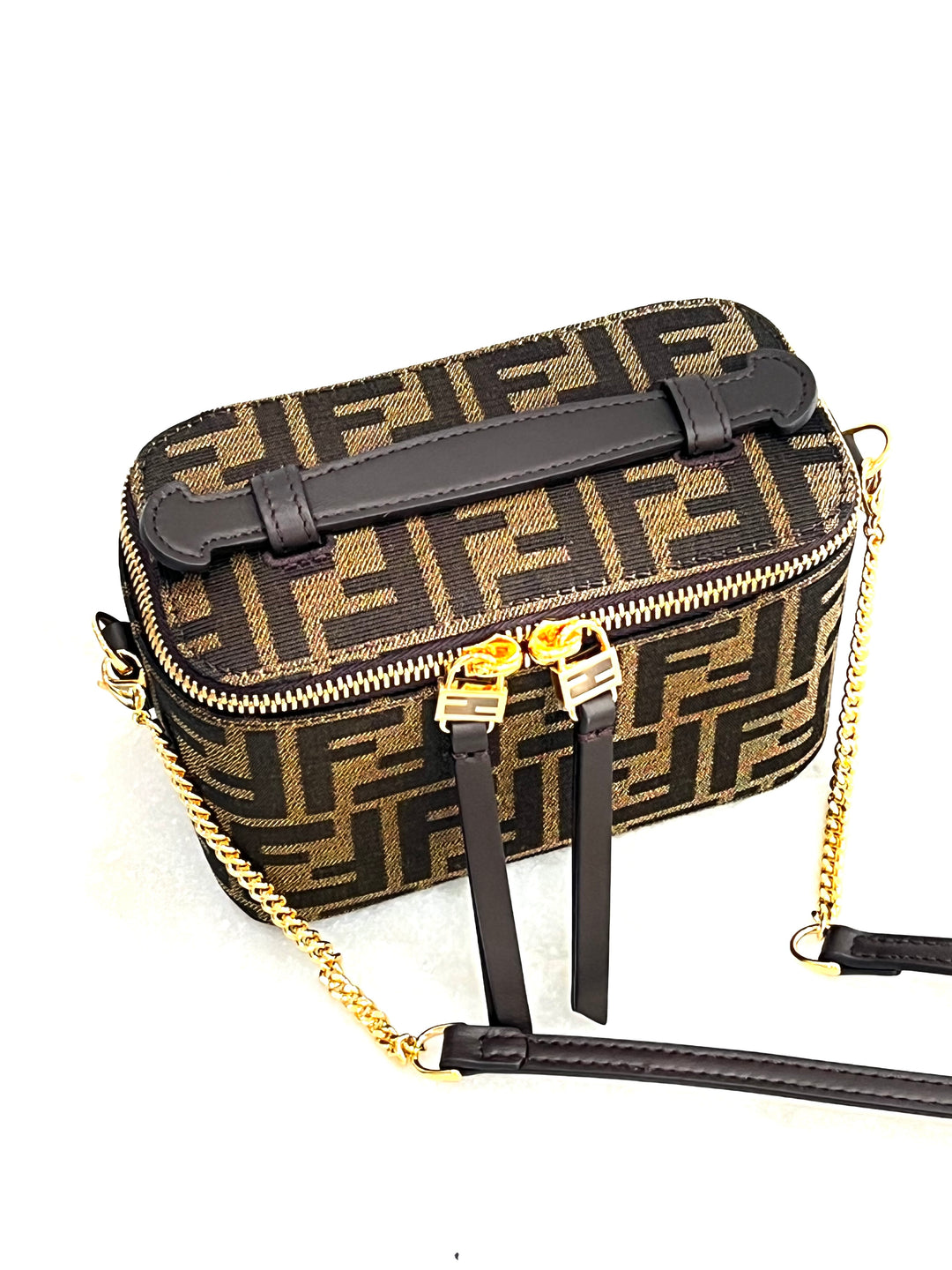 FENDI FF JACQUARD MINI VANITY BAG
