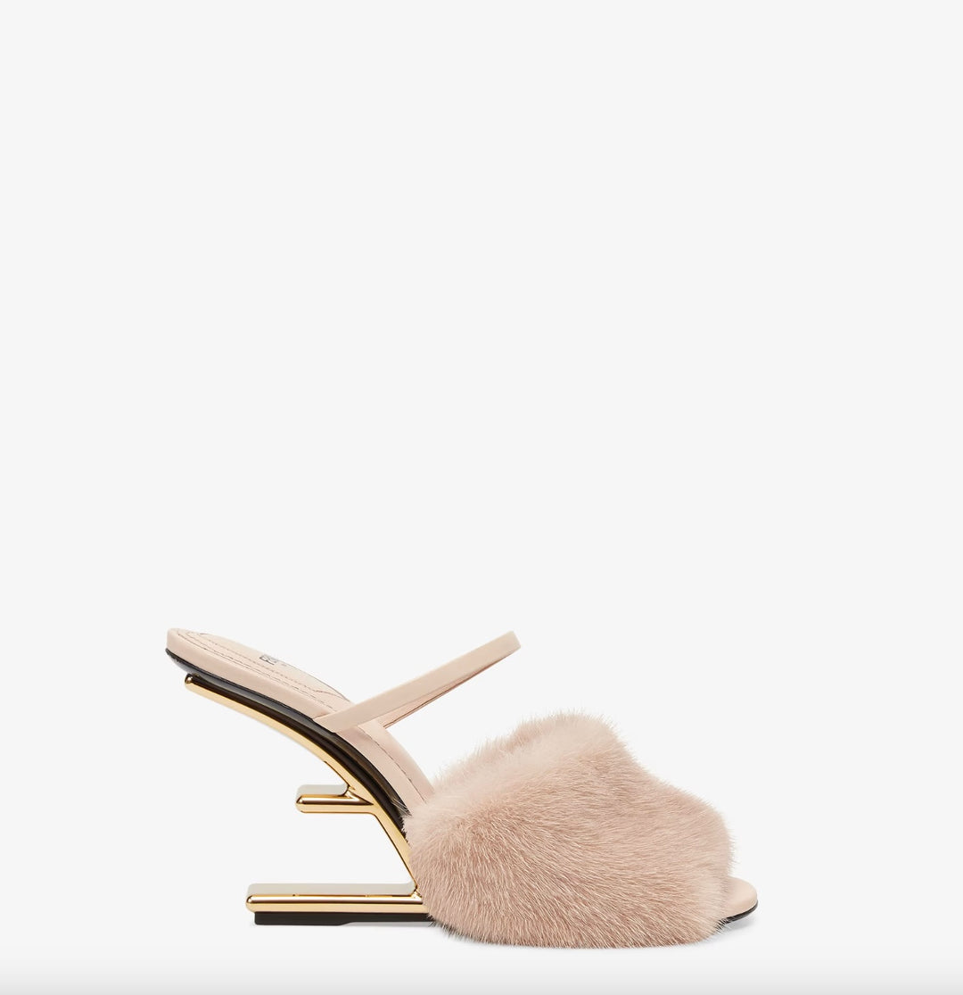 FENDI FENDI FIRST MINK HIGH HEEL MULES